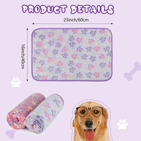 YUEPET Waterproof Dog Blankets, 2 Pack Washable Fleece Flannel Puppy Blanket, Soft Plush Reversible Throw for Small