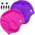 Unisex Swim Caps, 2 Pack Silicone Swimming Caps for Short/Long Hair with Ear Plugs & Nose Clip