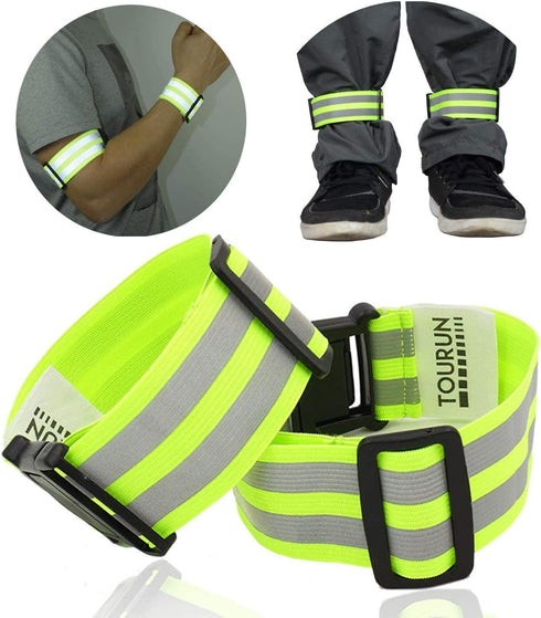 Reflective Running Gear Bands Belt for Night Walking, Safety Bands for Runners, Bicycle Pants Cuff Bands, 2 Bands