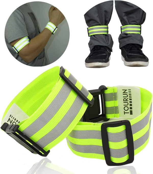 Reflective Running Gear Bands Belt for Night Walking, Safety Bands for Runners, Bicycle Pants Cuff Bands, 2 Bands