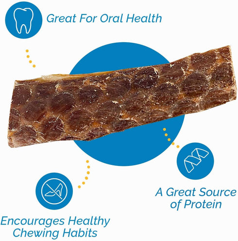 Esophagus Dog Treats (6 Inches - 25 Count), 100% Natural Gullet Sticks, Beef Jerky Strips, No Preservatives