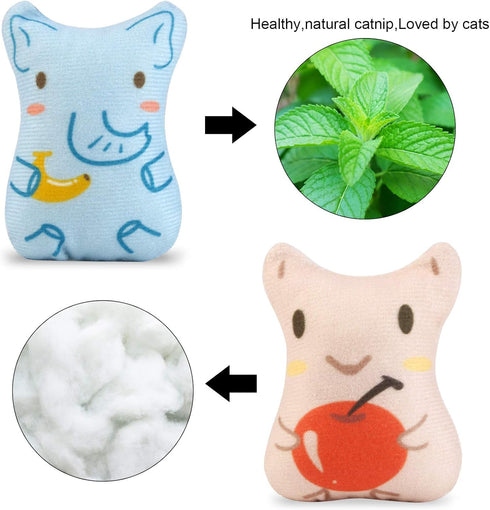 Dorakitten Catnip Toys for Indoor Cats - 5PCS Plush Chew Toys Teething Interactive Catnip Filled