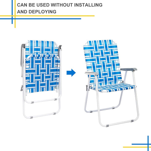 XIAOSENLIN 2-Pack Blue-2 Beach Chair Camping Chair, Sunbathing Chairs High Back Outdoor Lawn Concert Beach Folding