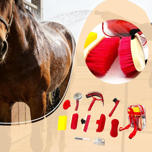 Zxpjkyu 11x Set Horse Grooming Kit,Cleaning Tools,Horse Brush Horses Care Supplies for Horseriders