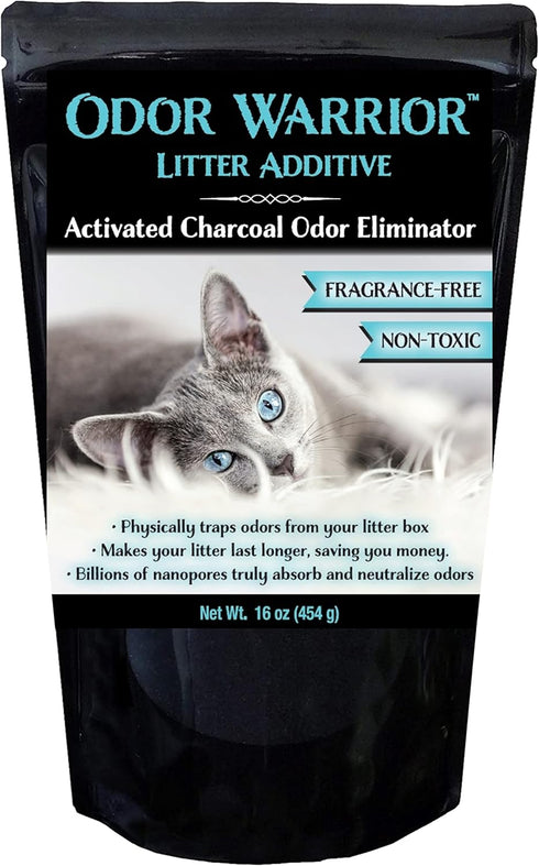 Odor Warrior Cat Litter Deodorizer with Ultra Absorbing Activated Charcoal | Fragrance Free Litter Solution