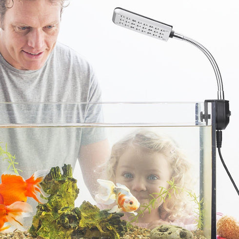 Small LED Clip Light for Fish Tank, Aquarium Light, 1 Yr Warranty