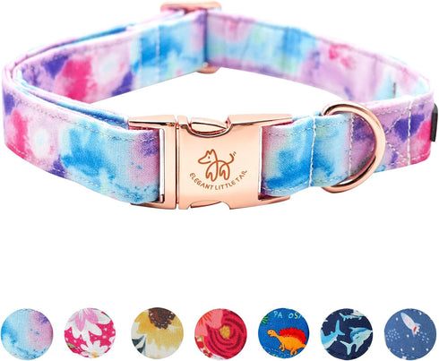 Elegant little tail Colorful Pattern Dog Collar, Durable Adjustable Pet Collar for X-Large Dogs