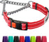 CollarDirect Martingale Dog Collar: Stainless Steel Chain, Quick Release Buckle, Reflective Red Collar, Large
