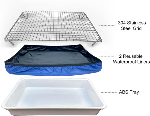DOZZOPET 2 Rabbit,Ferret,Chinchilla Guinea Pigs Litter Box with Stainless Steel Grid & Reusable Waterproof Liners