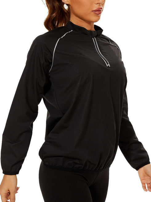 LAZAWG Sauna Suit Womens Long Sleeve Lightweight Zipper Workout Women Sweat Suits for Gym Running Fitness Exercise