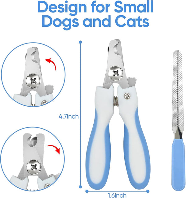 Dog Grooming Scissors Kit - Includes Curved, Thinning, Straight Scissors, Comb, Nail Clippers for Small Dogs & Puppies