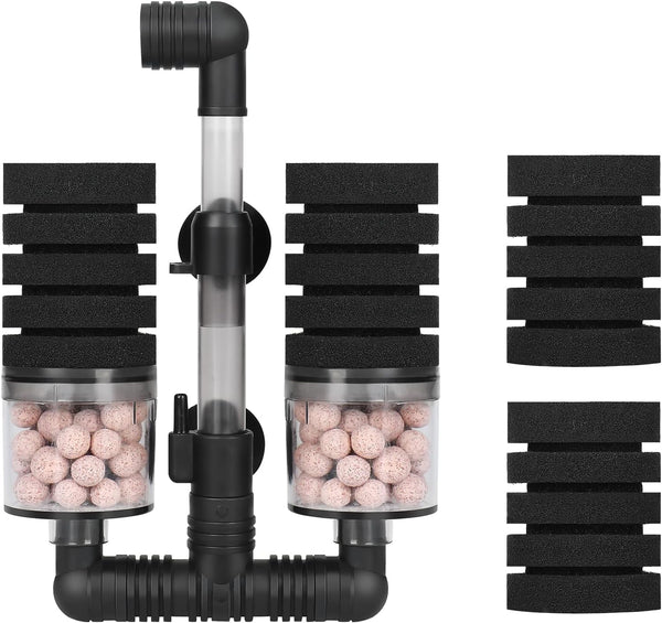 AQUANEAT Aquarium Air Powered Sponge Filter with Ceramic Media Balls, for Betta
