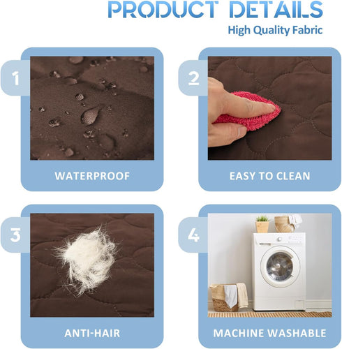 CHHKON Dog Bed Covers Replacement, Washable Waterproof Cover for Dog Bed Only (Brown, 36x27x6 inch)