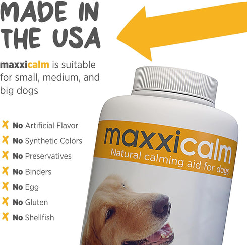 maxxipaws maxxicalm Natural Calming Supplement for Dogs - 120 Tablets, Non-Drowsy