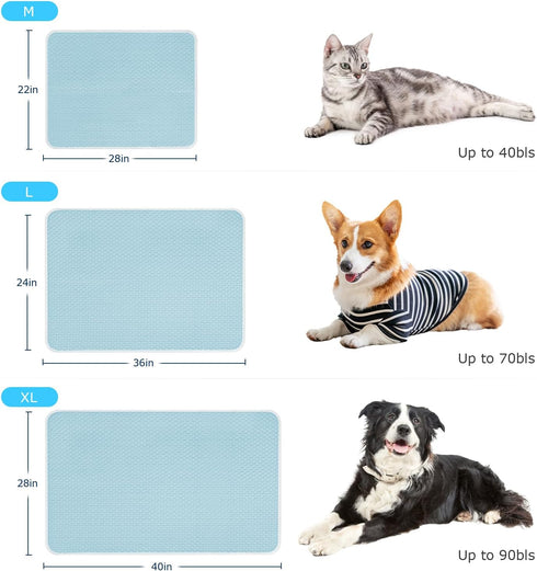 Mora Pets Dog Cooling Mat, Breathable Washable Pad for Indoor Outdoor Pets, Non-Slip Bottom, 28 x 22 inch Light Blue