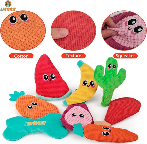 AWOOF Dog Toys No Stuffing, Crinkle Dog Toys for Aggressive Chewer, 8 Packs Flat Stuffless Puppy Toys