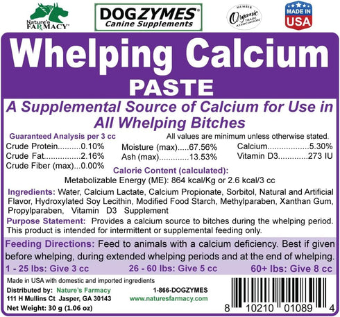 Canine Whelping Calcium Paste - Combines Calcium Propionate, Calcium Lactate, and Vitamin D3 for Better Absorption