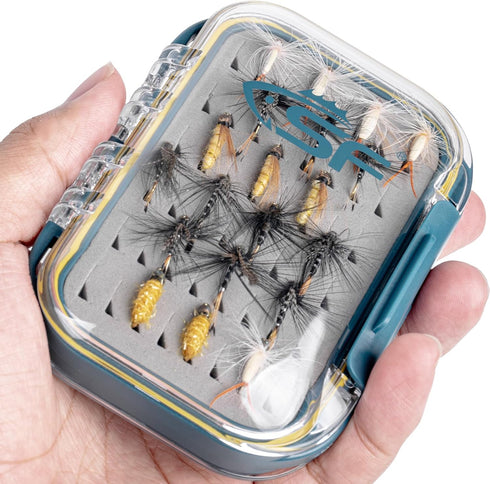 SF Small Waterproof Fly Box, Double Sided Floating Fly Fishing Case Storage for Nymph Wet Dry Flies, Easy Grip Foam
