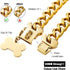 Strong Stainless Steel Gold Chain Dog Collar, Cuban Link Necklace for Large Dogs (Long 22'')