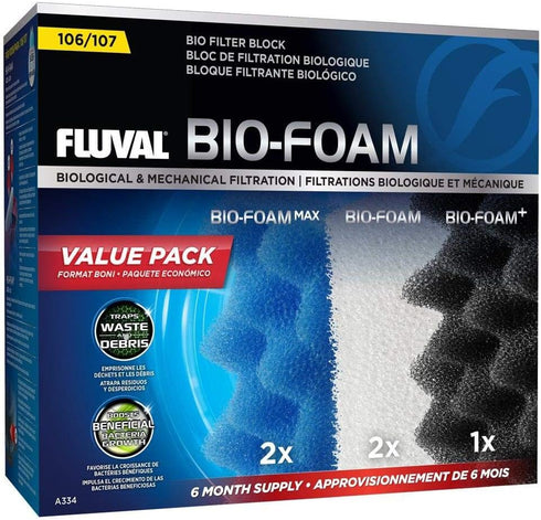 Fluval 106/107 Bio Foam Value Pack, Replacement Filter Media for Aquarium