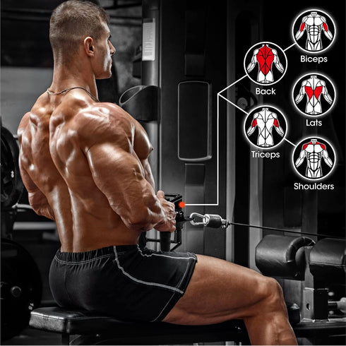 Yes4All Double D Row Handle Cable Attachment for Weight Workout - LAT Pull Down V Bar for Home Gym