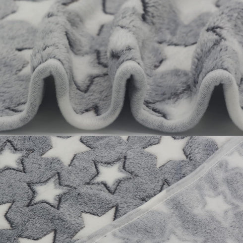 1 Pack 3 Puppy Blankets, Super Soft Warm Sleep Mat with Grey Star Cute Print, Fluffy Fleece Pet Blanket (Small, 23"x15")
