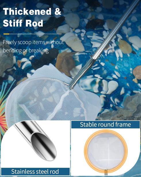 Pawfly Tiny Fish Tank Net, Extendable Stainless Steel Handle for Shrimp and Baby Fish