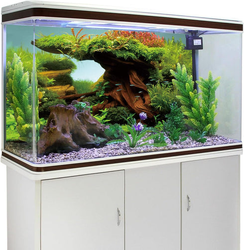 AWERT 48x24 inches Wood Fish Tank Background, Seaweed Aquarium Background River Bed & Lake Vinyl Background