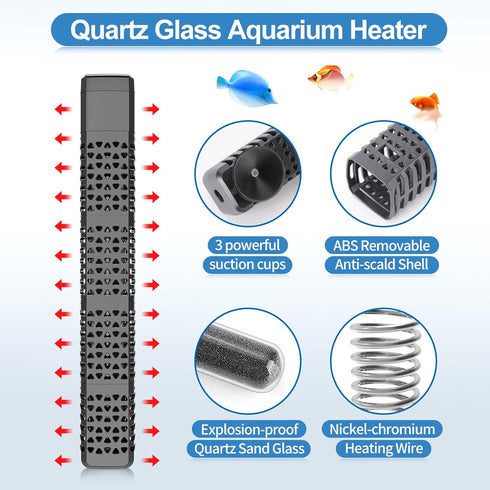 HiTauing 300W/500W Aquarium Heater, Upgraded Fish Tank Heater with Intelligent Temperature Control