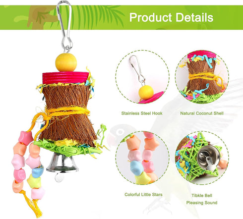 YUEPET 4 Pack Bird Shredder Toys - Small Parrot Chewing Toys for Parakeets, Parrotlets, Lovebirds, Cockatiels