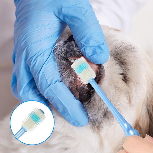 LXUEJIE 4 360-Degree Pcs Pet Toothbrush for Puppy, Small Dog and Cat Soft Toothbrush Pet Teeth Cleaning Kit (Blue