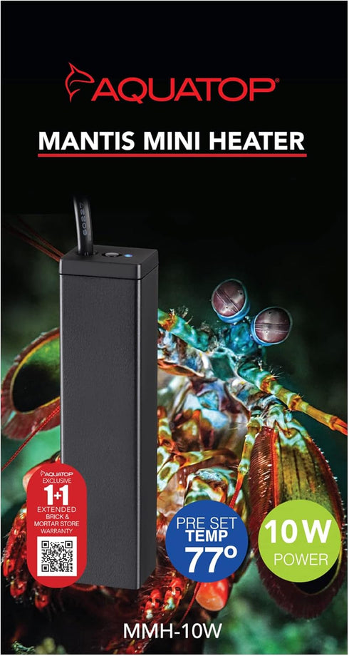 Aquatop 10W Mantis Mini Aquarium Heater - Fully Submersible for Nano Fish Tanks Up to 3 Gallons