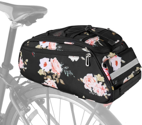 MOSISO Waterproof Bike Rack Bag, Peony Bicycle Trunk Pannier Rear Seat Bag for Cycling
