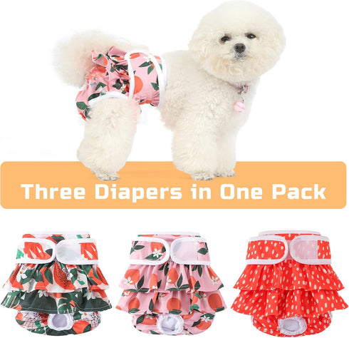 3 Pack Reusable Dog Diapers Female Washable Premium Highly Absorbent Doggie Diapers, Flexible Puppy Diapers, Durable