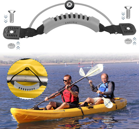 Kayak Carry Handles - Accessory Kit with T-Handle, 8 Feet Bungee Cord, Rivet Pad Eyes for Canoe