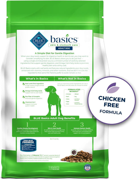 4-lb. Blue Buffalo Basics Adult Grain-Free Dry Dog Food for Skin & Stomach Care, Limited Ingredient Diet, Made in the