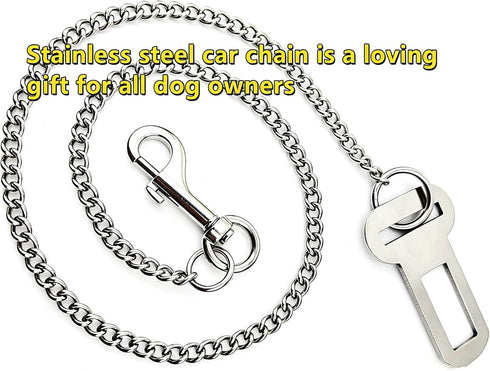 XMHBG 24inch Dog Seat Belt for Car - Stainless Steel Pet Safety Restraint, Vehicle Travel Harness & Crash-Proof Tether