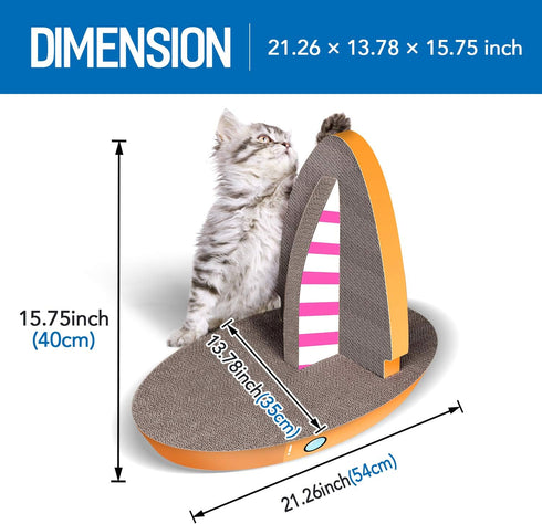 FluffyDream Cat Condo Scratcher Post, Sailboat Shape Cat Scratching Lounge Bed, 21.26x13.78x15.75 inch