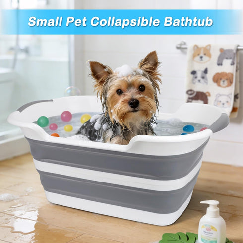 ddLUCK Multi-Functional Collapsible Dog Bathtub with Drainage Hole, Portable Foldable Small Pets Bathtub, Washing Tub