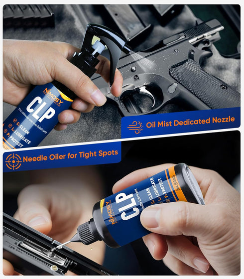 3.4oz 2oz CLP Gun Cleaning Oil Kit-Includes Gun Oil Needle Lubricant, Gun Brushes Reusable Cloth Swabs and Patches,Gun