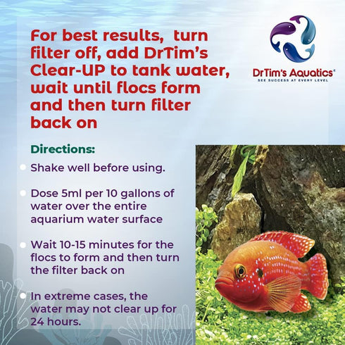 Dr.Tim’s Aquatics Freshwater Clear-UP Natural Water Clarifier, Eco-Friendly Solution for Fish Tanks, 8 Oz.