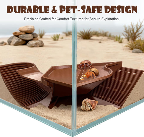 TYZEMKO 3-in-1 2.4", Hermit Crab Hideout with Climbing Tunnel, Habitat Burrow for Crabs Under Tank Decor, Natural