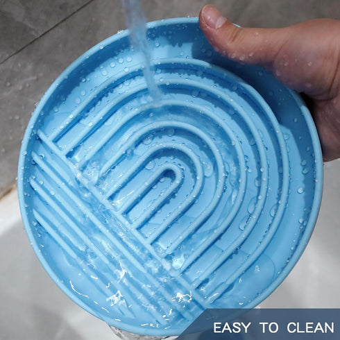 RICHIE Slow Feed Dog Bowl, Anti-Gulping, Durable Silicone, Safe for Small to Large Breeds, Blue