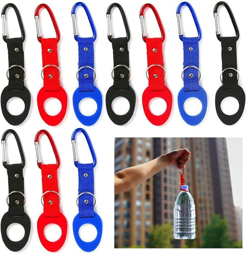 Portable Silicone Water Bottle Buckle, 10PCS Carrying Clip Hook Holder with D-Ring for Camping, Hiking, Travel