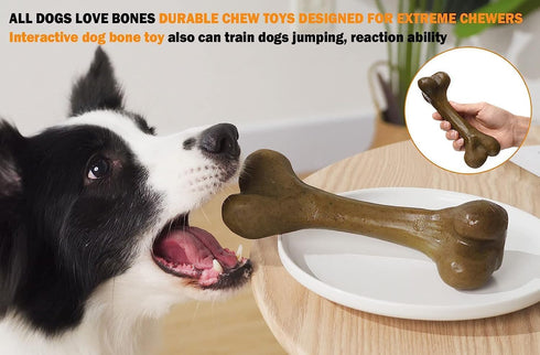 Tough Dog Toys for Aggressive Chewers, Indestructible Nylon Bones, Durable Puppy Teething Toys, Interactive Toys for