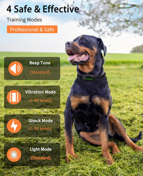 Dog Shock Collar - 4000FT Training Collar with Remote IPX7 Waterproof for 10-120lbs Dogs, Rechargeable e Collar with 4