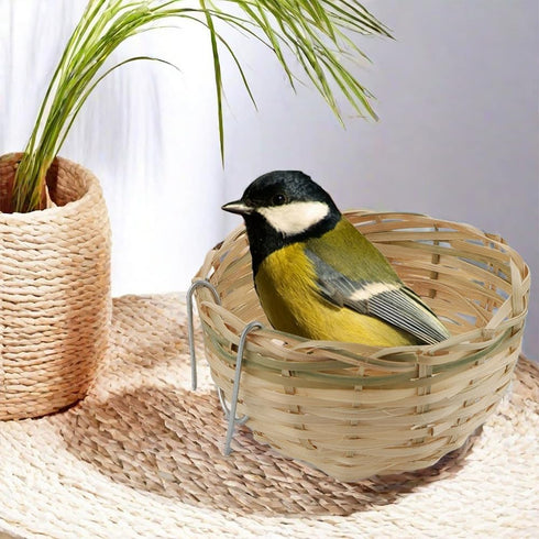 VTurboWay 4 Pack Tiny Handwoven Bamboo Bird Nest Cage, Hatching Breeding Cave for Small Birds