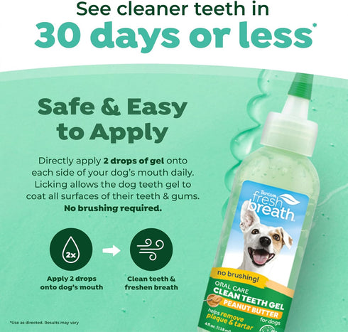 4oz. TropiClean Fresh Breath Dog Toothpaste for Teeth Cleaning, Breath Freshener, Easy Plaque & Tartar Remover Gel, No