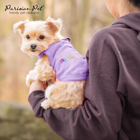 Parisian Pet Dog Cat Clothes Tee Shirts - Embroidered T-Shirt Pampered Poochie, XL