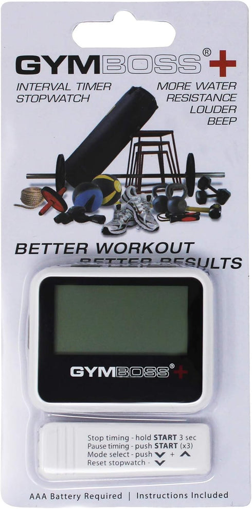 Gymboss Plus Interval Timer and Stopwatch - Hardcoat White/Black